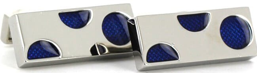 Boutons de Manchette rectangulaires avec cercles bleus