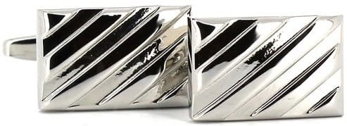Boutons de Manchette Rectangulaires Lignes Diagonales