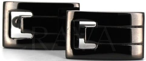 Boutons de Manchettes Rectangulaires Noires
