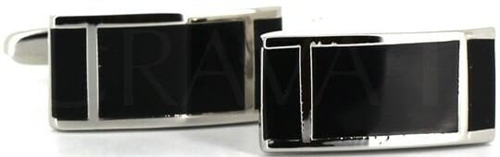Boutons de Manchette Rectangulaires Noirs VII