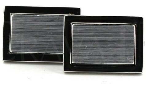 Boutons de Manchettes Rectangulaires Argentées