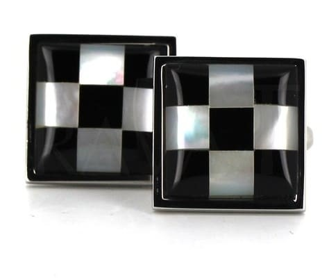 Boutons de Manchette Damier Blanc-Noir