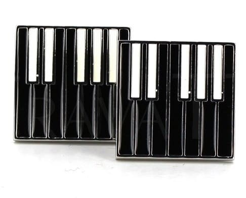 Boutons de Manchettes Clavier Piano Noires