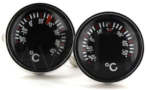 Boutons de Manchettes Thermomètres Noirs