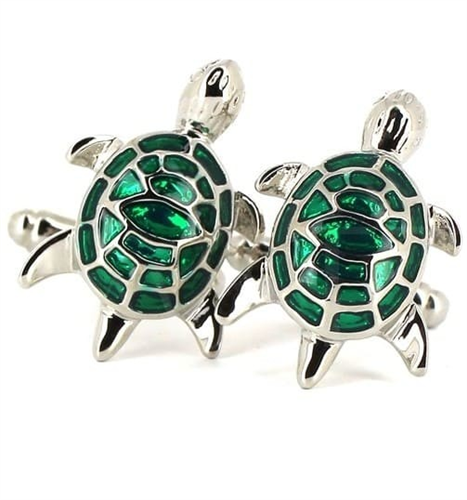 Boutons de Manchettes Tortues Vertes