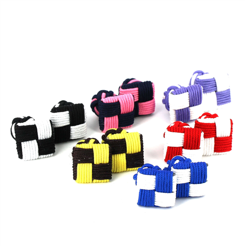 ENSEMBLE DE 6 Boutons de Manchette PASSEMENTERIE CARRÉS BICOLORES