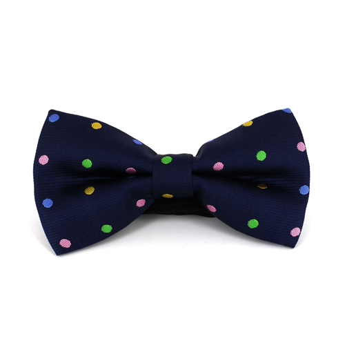 Nœud Papillon Bleu à Pois Multicolores