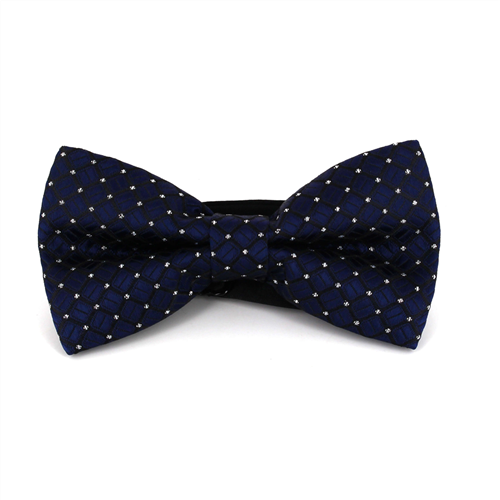 Nœud Papillon bleu marine à carreaux et pois