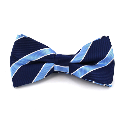 Nœud Papillon Bleu Marine à Rayures Céleste