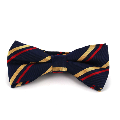 Nœud Papillon Bleu Marine Rayures Rouge et Or