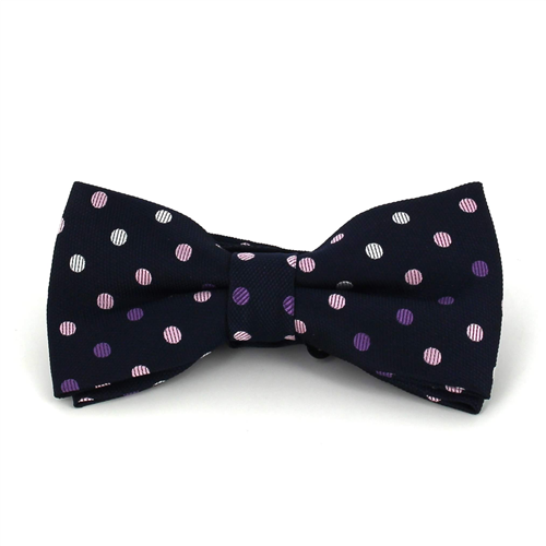 Nœud Papillon Bleu Marine à Pois Multicolores