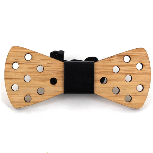 Nœud Papillon en bambou avec trous et cuir