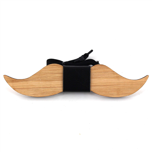 Nœud Papillon en bambou moustache et cuir