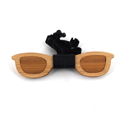 Nœud Papillon en bambou, lunettes et cuir