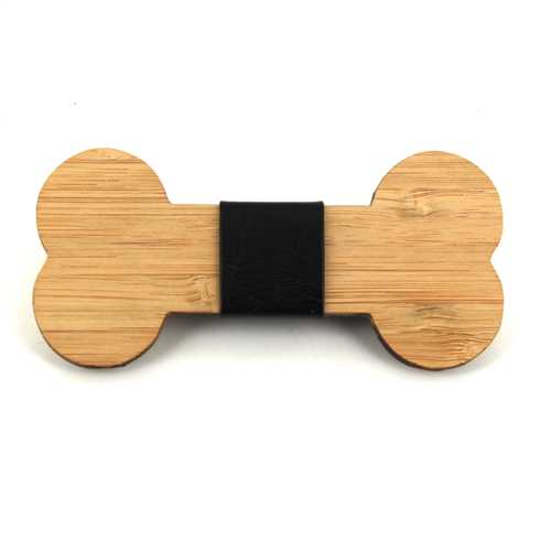 Nœud Papillon en bambou ivoire et cuir