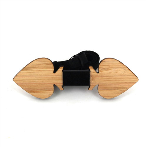 Nœud Papillon en bambou avec motifs de pique et cuir