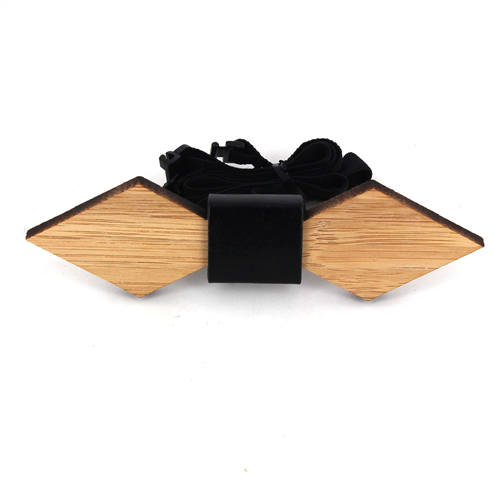 Nœud Papillon en bambou à losanges et cuir