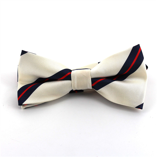 Nœud Papillon Blanc Rayures Bleu et Rouge