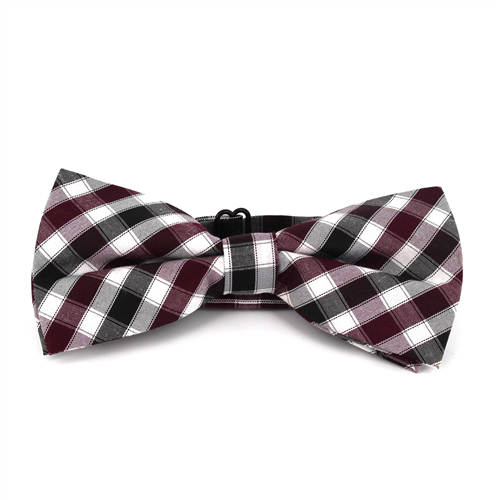 Nœud Papillon à carreaux blanc, noir et bordeaux