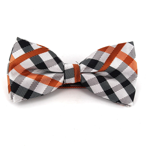 Nœud Papillon à carreaux blancs, noirs et orange