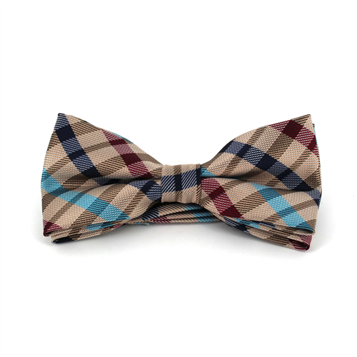 Nœud Papillon à carreaux dorés, grenat et bleus