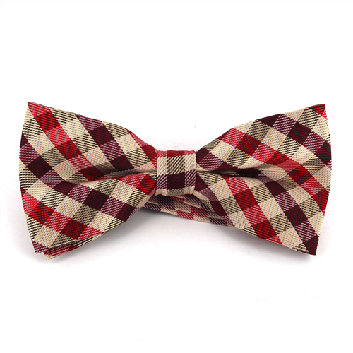 Nœud Papillon à carreaux dorés, grenat et rouge