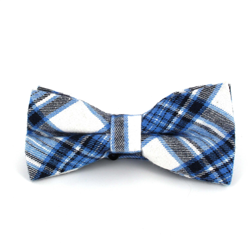 Nœud Papillon à carreaux écossais bleu et blanc