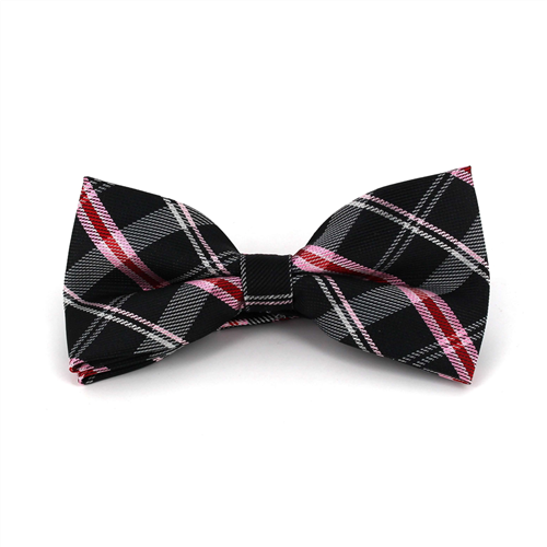 Nœud Papillon à carreaux écossais noir et rose