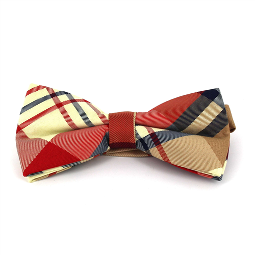 Nœud Papillon à carreaux écossais rouge et beige