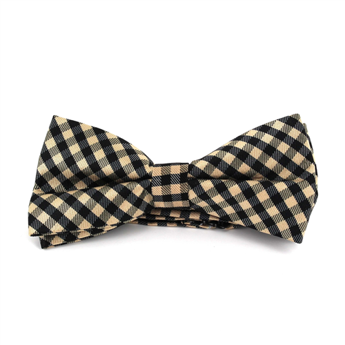 Nœud Papillon à carreaux Vichy beige et noir