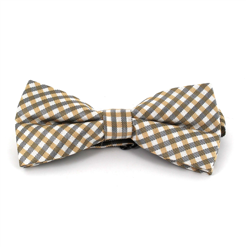 Nœud Papillon à carreaux vichy doré et blanc