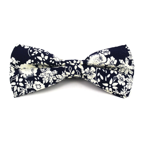 Nœud Papillon Fleurs Bleu Marine