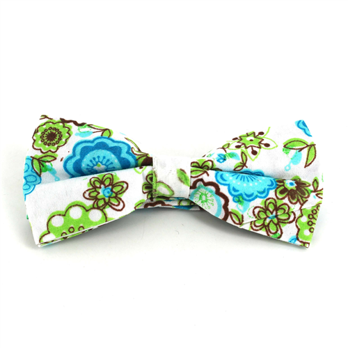 Nœud Papillon Fleurs Blanc et Bleu Ciel