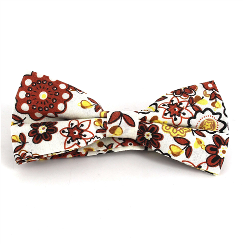 Nœud Papillon Fleurs Blanc et Marron