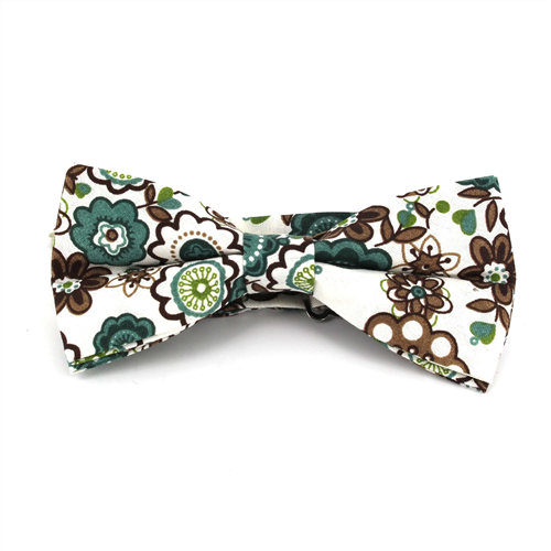 Nœud Papillon Fleurs Blanche et Verte
