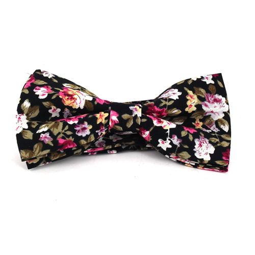 Nœud Papillon Fleurs Noires