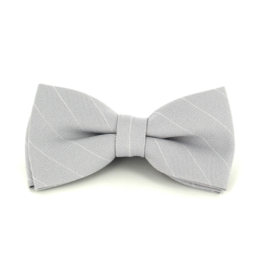 Nœud Papillon gris clair à rayures blanches