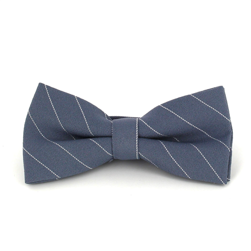 Nœud Papillon Gris à Rayures Blanches
