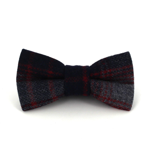 Nœud Papillon en laine à carreaux gris et rouge