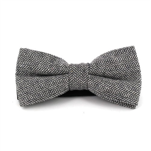 Nœud Papillon en laine à chevrons gris