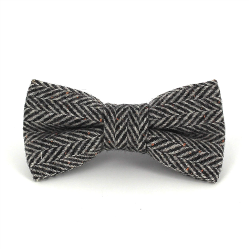 Nœud Papillon en laine à chevrons gris et blanc