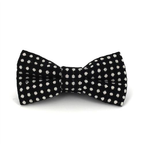 Nœud Papillon en laine noire à pois blancs