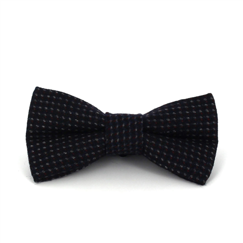 Nœud Papillon en laine noire à pois gris et rouges