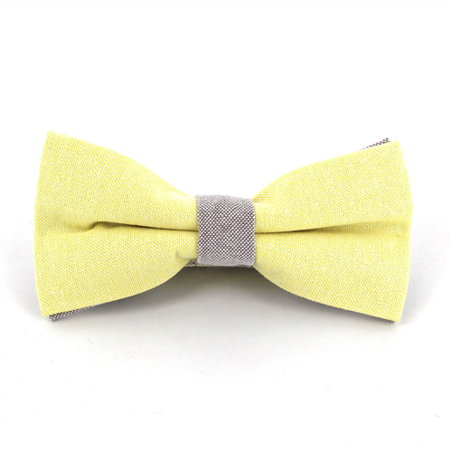 Nœud Papillon uni Oxford jaune et gris