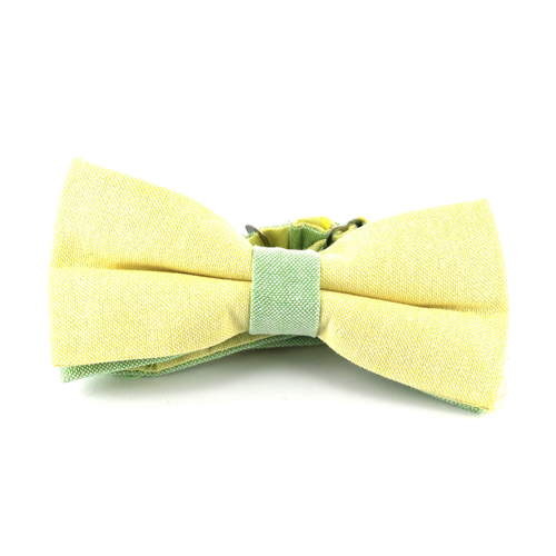 Nœud Papillon uni Oxford jaune et vert