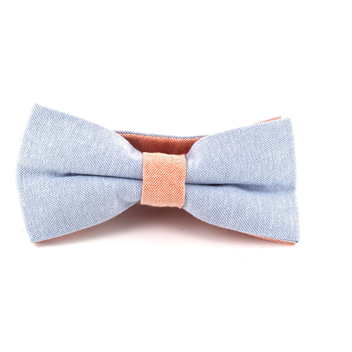Nœud Papillon uni Oxford bleu ciel et orange