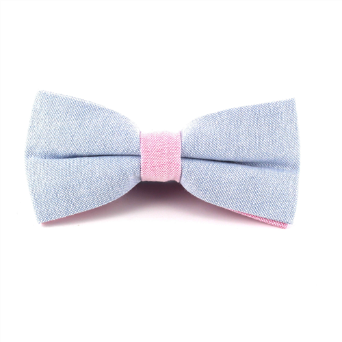 Nœud Papillon uni Oxford Bleu Ciel et Rose