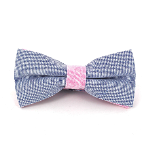Nœud Papillon uni Oxford bleu et rose