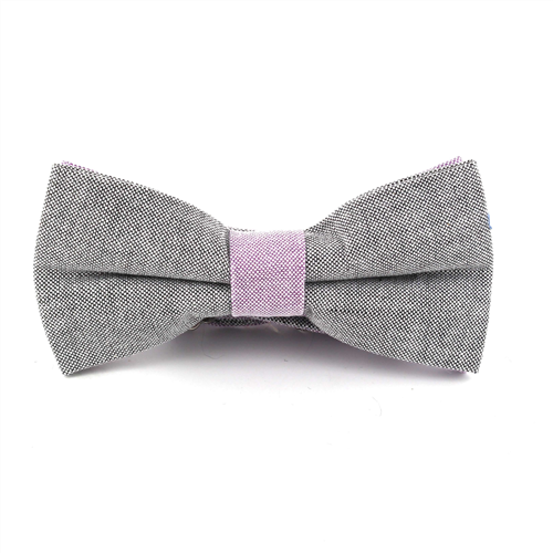 Nœud Papillon uni Oxford Gris et Lilas