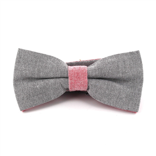 Nœud Papillon uni Oxford Gris et Rouge
